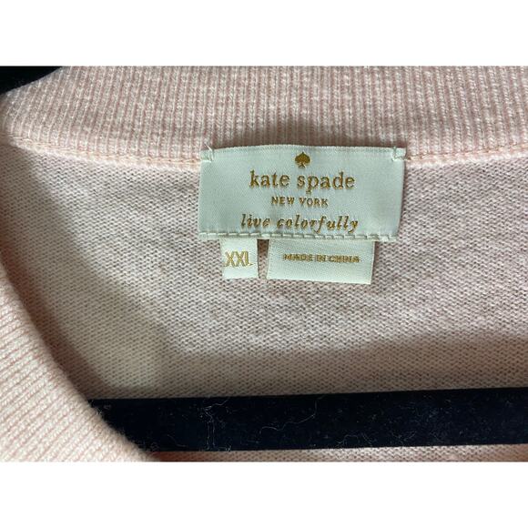 KATE SPADE SWEATER XXL PINK CASHMERE WOOL POLKA DOT SHORT SLEEVE - Picture 4 of 10